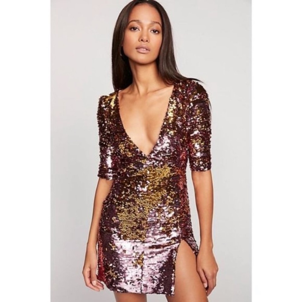 For Love and Lemons Sparkler Mini Dress Pink M